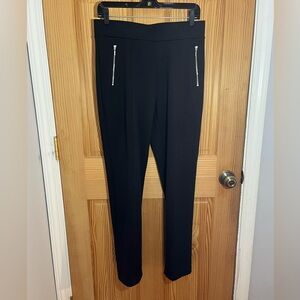 Rafaella Black Straight Leg Women's Pants with Silver Accent Zipper Pockets